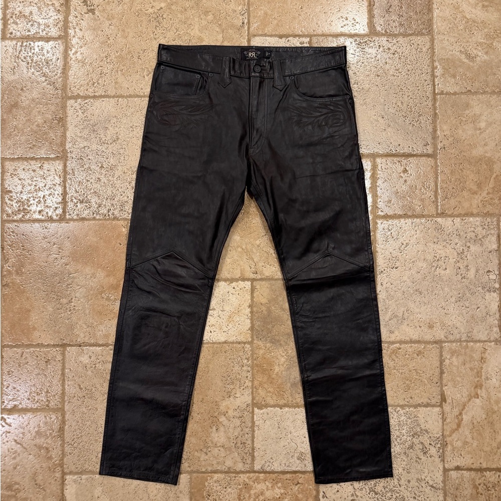 Double RRL Ralph Lauren Western Dark Brown Horse Leather Pants